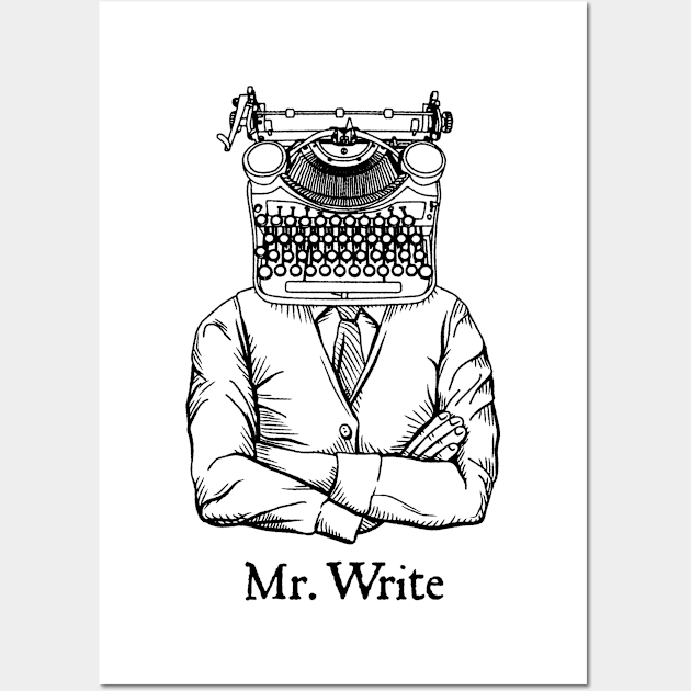 Mr. Write Author Writer Vintage Typewriter Funny Word Pun Wall Art by Grandeduc